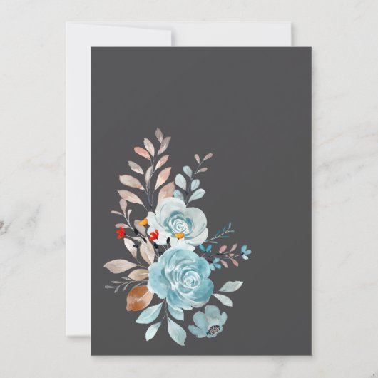 Elegant Blue Wildflowers Mint Moederdag Diner Kaart (Achterkant)