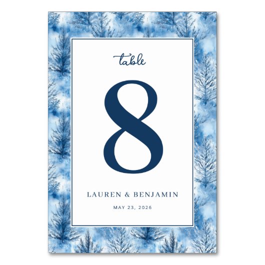 Elegant Blue Winter Pine Trees Kaart (Voorkant)