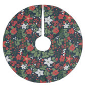 Elegant Blue Winter Red White Floral Painting Kerstboom Rok (Voorkant)