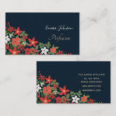 Elegant Blue Winter Red White Floral Painting Visitekaartje (Voorkant / Achterkant)