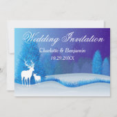 Elegant Blue Winter Snow Landscape Wedding Invit Kaart (Voorkant)