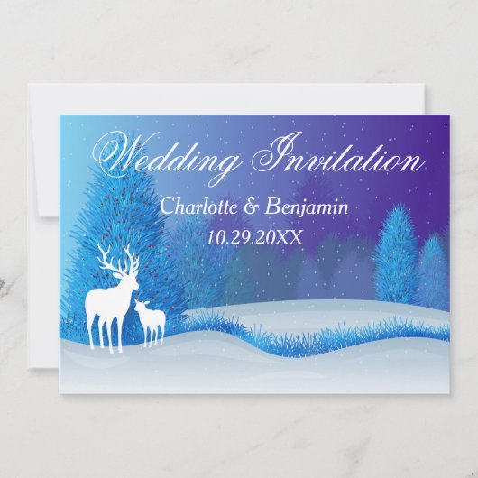 Elegant Blue Winter Snow Landscape Wedding Invit Kaart (Voorkant)