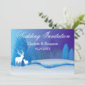 Elegant Blue Winter Snow Landscape Wedding Invit Kaart (Staand voorkant)