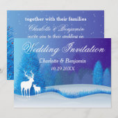 Elegant Blue Winter Snow Landscape Wedding Invit Kaart (Voorkant / Achterkant)