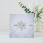 Elegant Blue Winter Snow Wedding Invitation Kaart (Staand voorkant)
