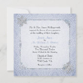 Elegant Blue Winter Snow Wedding Invitation Kaart (Achterkant)