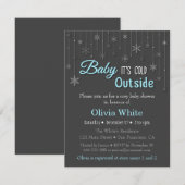 Elegant Blue Winter Snowflake Baby shower Kaart (Voorkant / Achterkant)