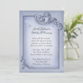 Elegant Blue Winter Wedding Invitation Kaart (Staand voorkant)