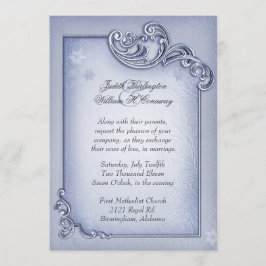 Elegant Blue Winter Wedding Invitation Kaart