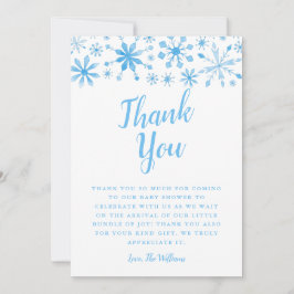 Elegant Blue Winter Wonderland Baby shower Bedankkaart