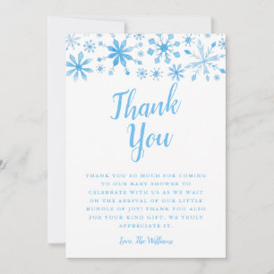 Elegant Blue Winter Wonderland Baby shower Bedankkaart