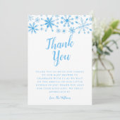 Elegant Blue Winter Wonderland Baby shower Bedankkaart (Staand voorkant)