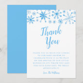 Elegant Blue Winter Wonderland Baby shower Bedankkaart (Voorkant / Achterkant)