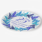 Elegant Blue Wreath 25e Jubileum Party Papieren Bordje (Gekanteld)