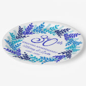 Elegant Blue Wreath 30ste Jubileum Party Papieren Bordje (Gekanteld)