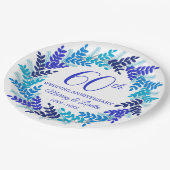 Elegant Blue Wreath 60ste Jubileum Party Papieren Bordje (Gekanteld)