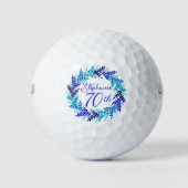 Elegant Blue Wreath 70th Birthday Golfballen (Voorkant)
