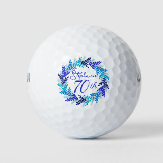 Elegant Blue Wreath 70th Birthday Golfballen