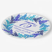 Elegant Blue Wreath 75e Jubileum Party Papieren Bordje (Gekanteld)