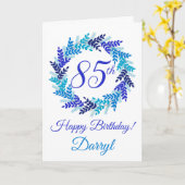 Elegant Blue Wreath 85th Birthday Kaart (Gele Bloem)