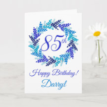 Elegant Blue Wreath 85th Birthday
