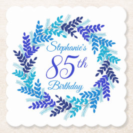 Elegant Blue Wreath 85th Birthday Kartonnen Onderzetters