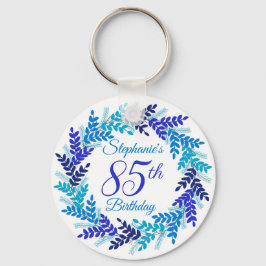 Elegant Blue Wreath 85th Birthday Sleutelhanger