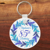 Elegant Blue Wreath 85th Birthday Sleutelhanger (Achterkant)