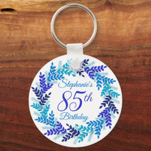 Elegant Blue Wreath 85th Birthday Sleutelhanger