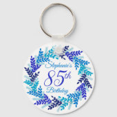 Elegant Blue Wreath 85th Birthday Sleutelhanger (Achterkant)