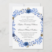 Elegant Blue Wreath | Alle ouders die een bruiloft Kaart (Voorkant)