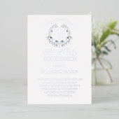 elegant blue wreath first holy communion folie uitnodiging (Staand Voorkant)