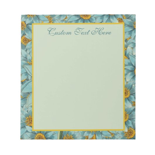 Elegant Blue Yellow Floral Sunflower Pattern Notitieblok (Voorkant)