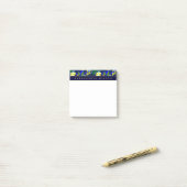 Elegant Blue & Yellow Flowers met naam Post-it® Notes (Op bureau)