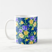 Elegant Blue Yellow Rose Floral Pattern Koffiemok (Links)