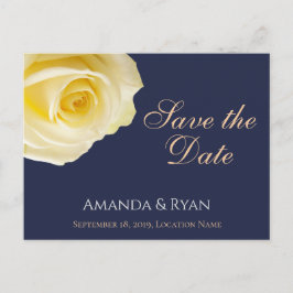 Elegant Blue Yellow Rose Wedding Save the Date Aankondigingskaart