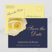 Elegant Blue Yellow Rose Wedding Save the Date Aankondigingskaart (Voorkant / Achterkant)