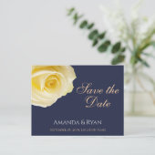 Elegant Blue Yellow Rose Wedding Save the Date Aankondigingskaart (Staand voorkant)