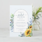 Elegant Blue Yellow Sunflower Vrijgezellenfeest Kaart (Staand voorkant)