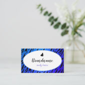 Elegant Blue Zebra Pattern  Butterflies Chic Visitekaartje (Staand voorkant)