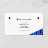Elegant Blue Zebra Pattern  Butterflies Chic Visitekaartje (Achterkant)