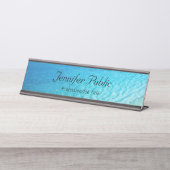 Elegant Blue Zee Waves Moderne Sjabloon Natuur Bureau Naambordje (Voorkant)