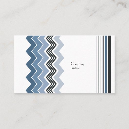 Elegant Blue Zig Zag Pattern Visitekaartje (Voorkant)