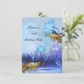 Elegant Bluebird Blue Blauwgroen Lila gouddag Kaart (Staand voorkant)