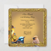 Elegant Bluebird Caramel Gold Birthday Party Kaart (Achterkant)