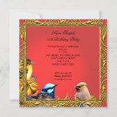 Elegant Bluebird Red Gold Birthday Party Kaart (Achterkant)