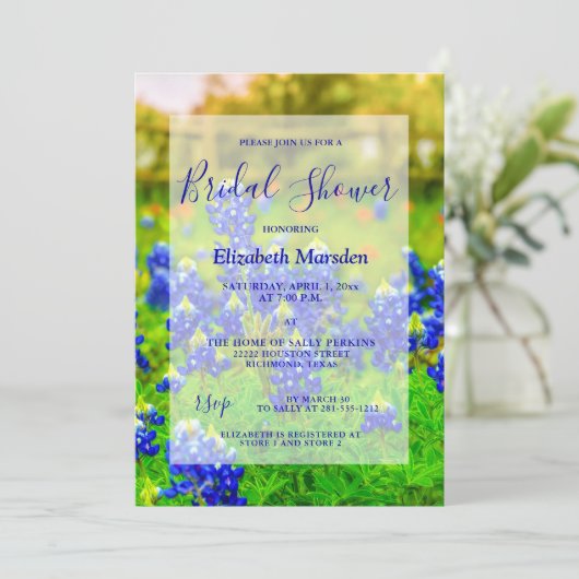 Elegant Bluebonnets Floral Foto Vrijgezellenfeest Kaart (Staand voorkant)