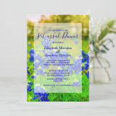 Elegant Bluebonnets Floral Photo Rehearsal Dinner Kaart (Staand voorkant)