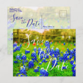 Elegant Bluebonnets Lente sparen de Datum Aankondigingskaart (Voorkant / Achterkant)