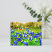 Elegant Bluebonnets Lente sparen de Datum Aankondigingskaart (Staand voorkant)